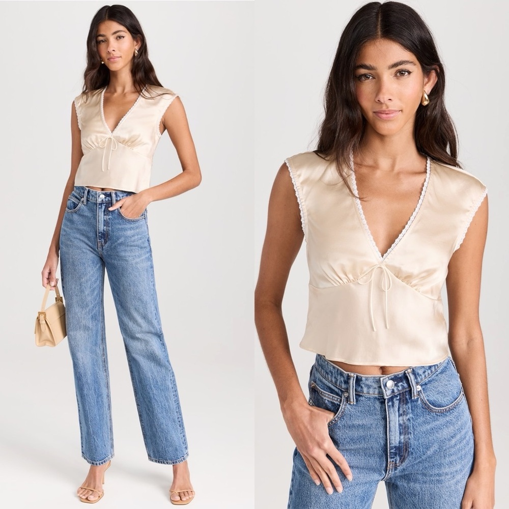 Reformation cherry top in almond size 6